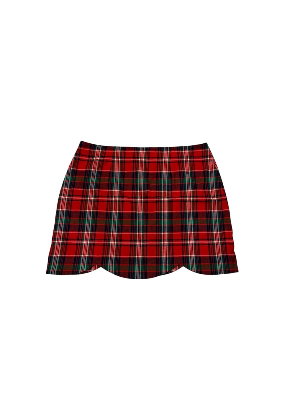 Vineyard Vines Red Tartan Mini Skirt with Scalloped Hem